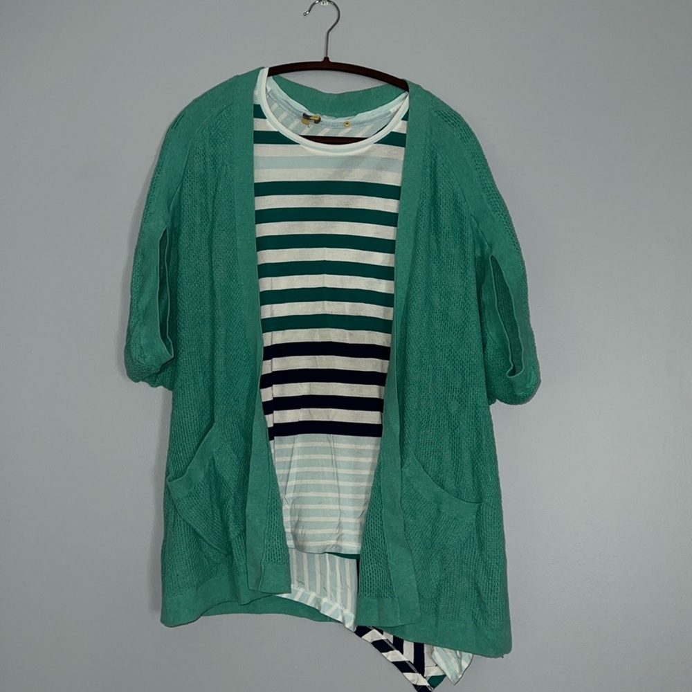 Anthropologie top and light sweater